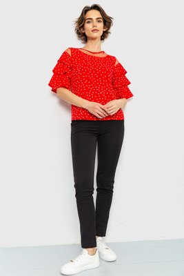 Блуза в горох, колір червоний, 230R151-8 230R151-8 фото