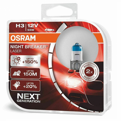 Лампа 12V H3 55W +200% Night Breaker "Osram" (Box-2шт) (64151 NB200-BOX) (красная уп) АКЦИЯ "Автотовары" 54195607 фото