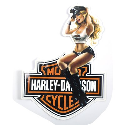 Наклейка "Девушка в кепке - Harley" 14,5*20см (1шт) "Автотовары" 77978738 фото