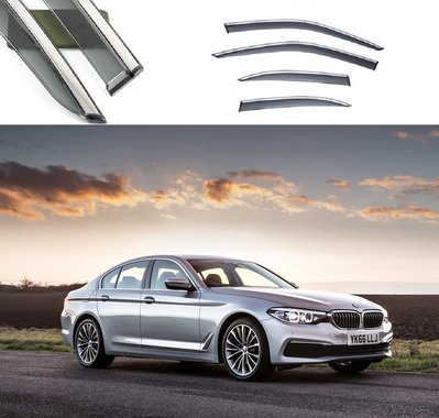 Дефлекторы окон BMW s5 G30 Short Wheel 2017-2021 П/К "FLY""Нерж.сталь 3D" BBMW5S1723-W/S81 "Автотовары" 64265302 фото