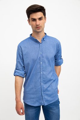 Стильна чоловіча сорочка, блакитна з принтом, 511F016 AG-0010764 фото