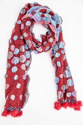 Жіночий шарф, бордового кольору з принтом, 154R1889-4 154R1889-4 фото