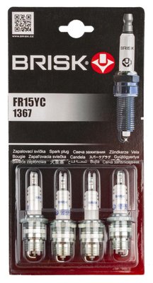Свечи - "Brisk" - FR15YC.4B SUPER Зазор-0.8мм, ключ-21 (Ford, ГАЗ) (1367) блистер "Автотовары" 54366446 фото
