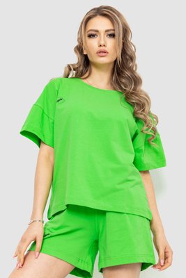 Костюм жіночий повсякденний футболка+шорти, колір світло-зелений, 198R2013 198R2013 фото