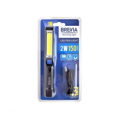 Переноска диодная 2W COB/150 lm +1W L=165 D=25/900mAh/microUSB Brevia Led Pen Light 11220//магнит "Автотовары" 73760339 фото