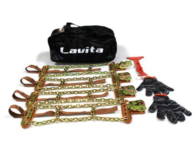 Цепи "сектор" размер L (175-275) "Lavita" (4шт)+трещотка+ключ крепления+перчатки+сумка "Автотовары" 63996162 фото