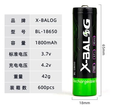 Батарея аккумуляторная 18650 Li-Ion X-Balong (2500mAh) 3,7V 1700 Автотовары 521581 фото