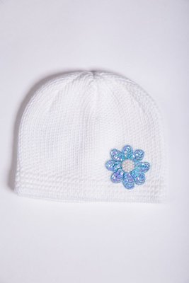 Дитяча шапка, молочно-блакитного кольору з пайєтками, 167R7802 167R7802 фото