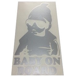 Наклейка Предупреждающая "Ребенок в авто" плотерная серая Baby on board "Автотовары" 65282862 фото