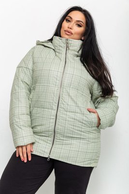 Куртка жіноча в клітину демісезонна батал, колір оливковий, 224RP036 224RP036 фото