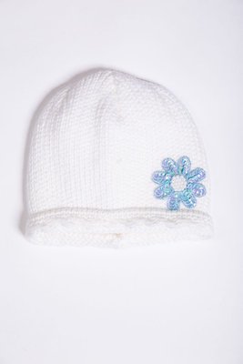 Дитяча шапка молочно-блакитного кольору, з декором, 167R7802-1 167R7802-1 фото