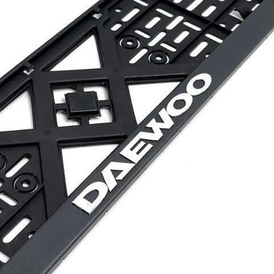 Рамка номера DAEWOO "защелка" 3D надпись Хромированный (Полипроп./гибкий морозостойкий) "Автотовары" 42486758 фото