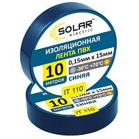 Изолента PVC 10m синяя "SOLAR" -30*С -+70*С (уп.10шт) "Автотовары" 61482139 фото
