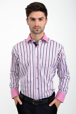 Сорочка чоловіча, біло-рожева в смужку, 9022-4 9022-4 фото