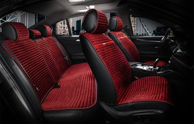 Накидки сидений алькантара "Elegant" NAPOLI Красный Полный комплект (700 111) "Автотовары" 45386376 фото