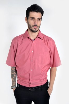 Рубашка мужская с короткими рукавами, темно-розовая, 892-3 892-3 фото
