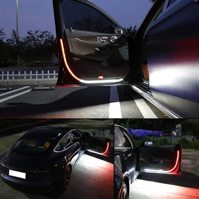 Подсветка дверей динамическая, LED подсветка дверей автомобиля (2 ленты по 1,2м) Красно-Белая 63712577 фото