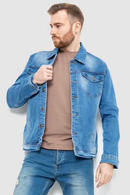 Куртка чоловіча джинсова з потертостями, колір блакитний, 157R2012 157R2012 фото