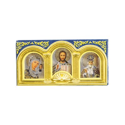 Икона Троица на скотче большая с золотыми арками в упаковке. "Автотовары" 34816604 фото