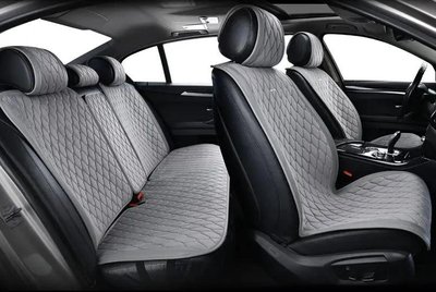 Накидки сидений премиум класса велюр "Beltex" New York Серый (grey) Полный комплект BX84200 Автотовары 488703 фото