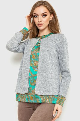 Блуза жіноча обманка, колір сіро-зелений, 230R53-1 230R53-1 фото