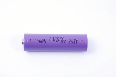 Батарея аккумуляторная 18650 Li-Ion Wimpex (3000mAh) 3,7V (фиолетовый)+защита (1300) "Автотовары" 37269439 фото