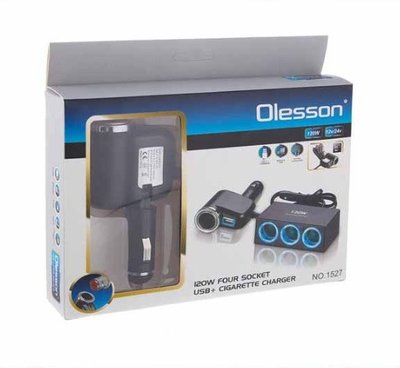 Разветвитель прикуривателя Olesson CSL1527 прикурка/USB/LED Подсветка кабель 120W "Автотовары" 50585636 фото