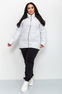 Куртка жіноча в клітину демісезонна батал, колір білий, 224RP036 224RP036 фото