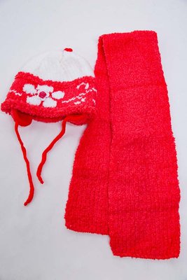 Комплект з шапки і шарфа, для дівчинки, коралово-білого кольору, 167R8882 167R8882 фото
