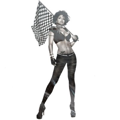 Наклейка "Девушка (черно/белое) с флагом" 48*19 см (1шт) "Автотовары" 38802318 фото